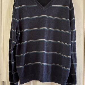 Van Heusen Men's Dark Blue V-Neck Sweater